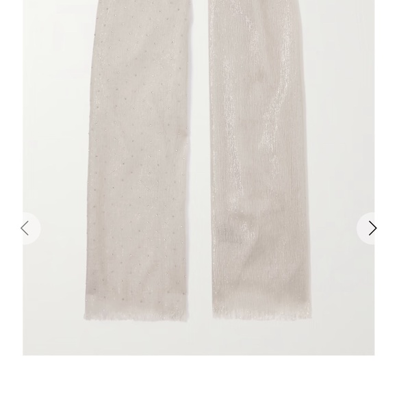 LORO PIANA beige Embroidered Cashmere & Silk Scarf - Picture 4 of 11